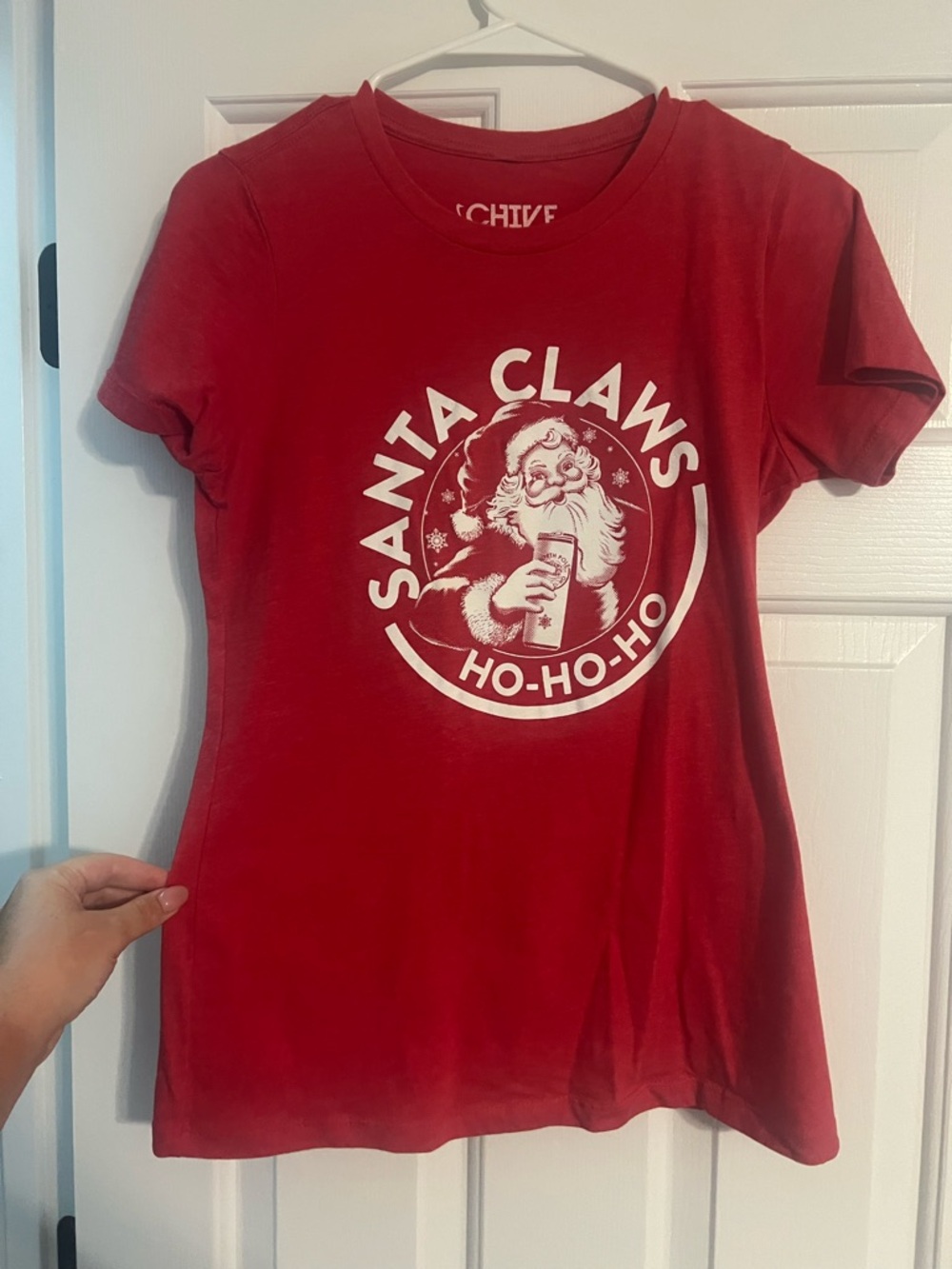 Santa Claws Graphic Tee - Red Holiday Shirt